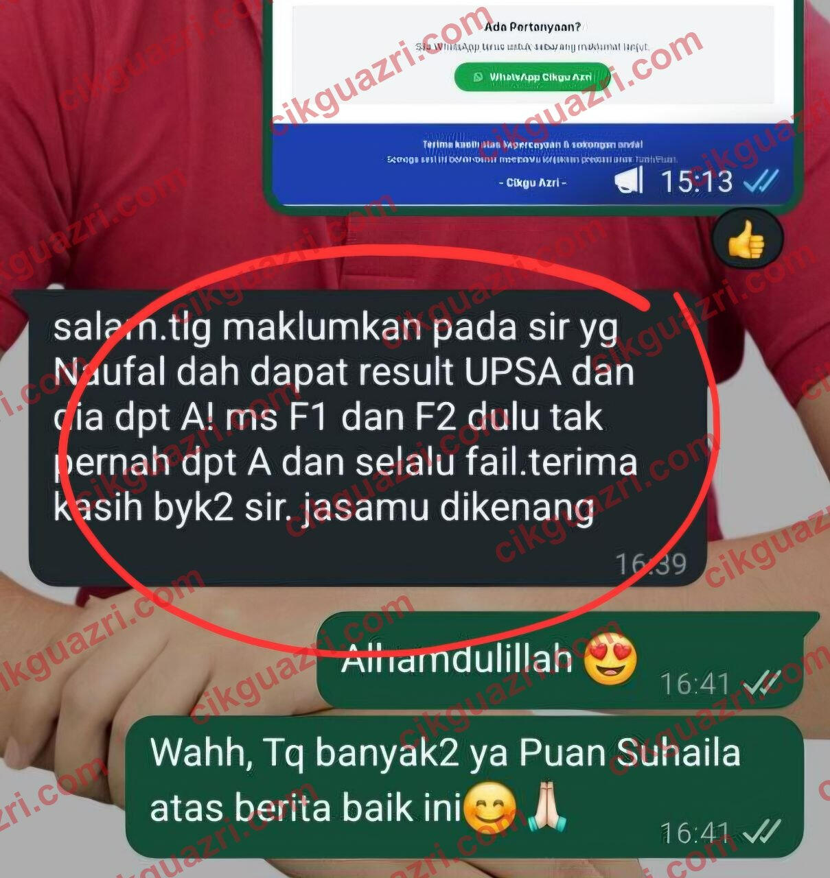 Testimoni ibu bapa: anak yang selalu gagal Matematik Tingkatan 1 dan 2 dapat A dalam UPSA
