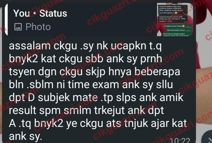 Testimoni ibu bapa tuisyen Matematik: anak yang selalu dapat D Matematik dapat A dalam SPM